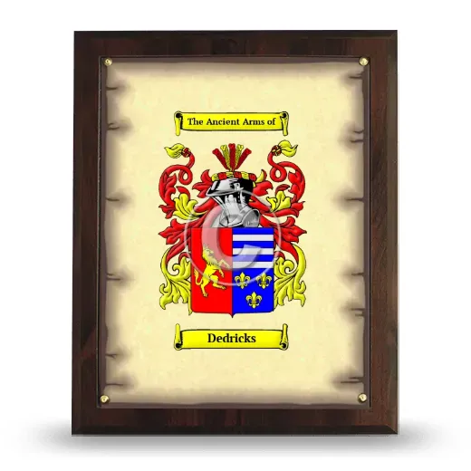 Dedricks Coat of Arms Plaque