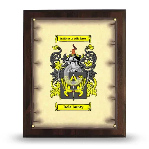 Dela hunty Coat of Arms Plaque