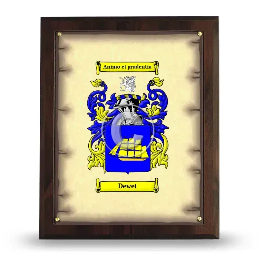 Dewet Coat of Arms Plaque