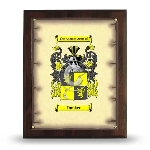 Dunker Coat of Arms Plaque