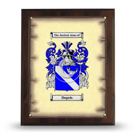 Dupris Coat of Arms Plaque