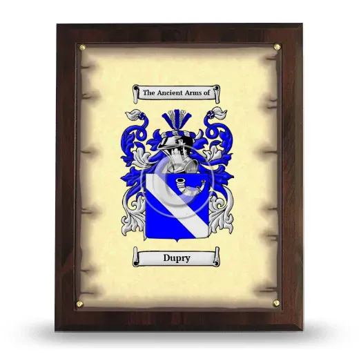 Dupry Coat of Arms Plaque