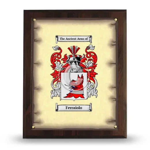 Ferraiolo Coat of Arms Plaque