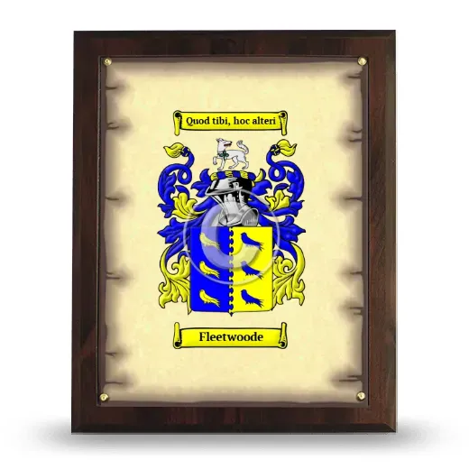 Fleetwoode Coat of Arms Plaque