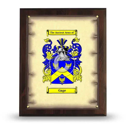 Gage Coat of Arms Plaque