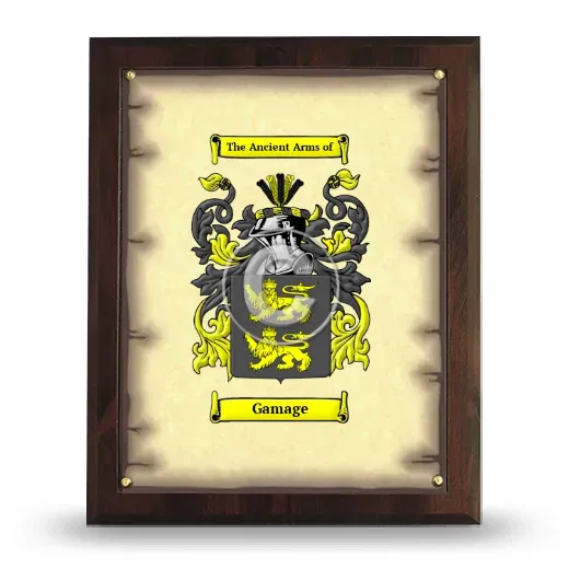 Gamage Coat of Arms Plaque