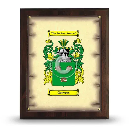 Geevers Coat of Arms Plaque