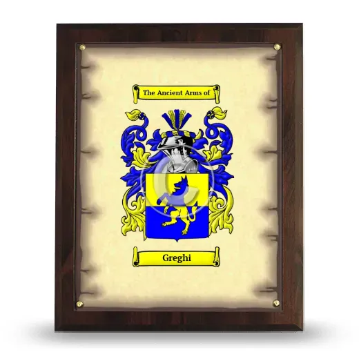 Greghi Coat of Arms Plaque