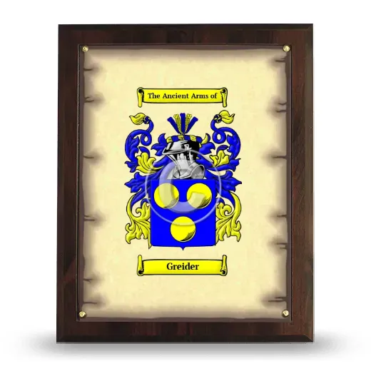 Greider Coat of Arms Plaque