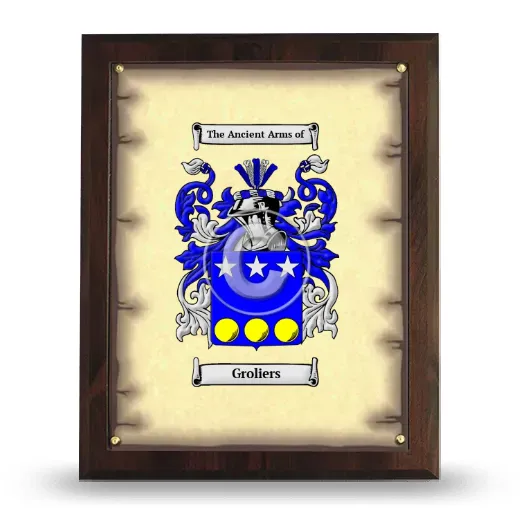 Groliers Coat of Arms Plaque