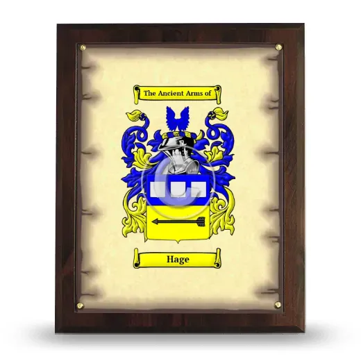 Hage Coat of Arms Plaque