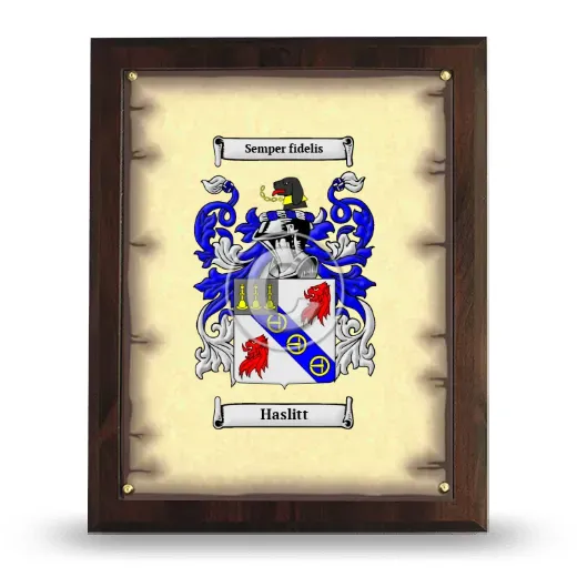 Haslitt Coat of Arms Plaque