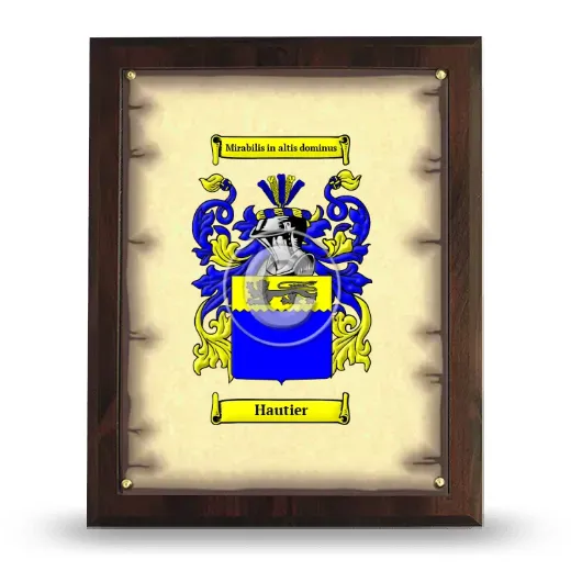 Hautier Coat of Arms Plaque