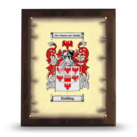 Holding Coat of Arms Plaque