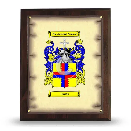 Irons Coat of Arms Plaque