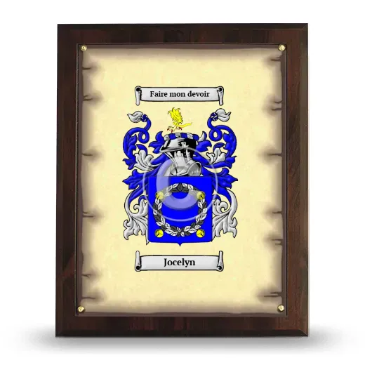 Jocelyn Coat of Arms Plaque
