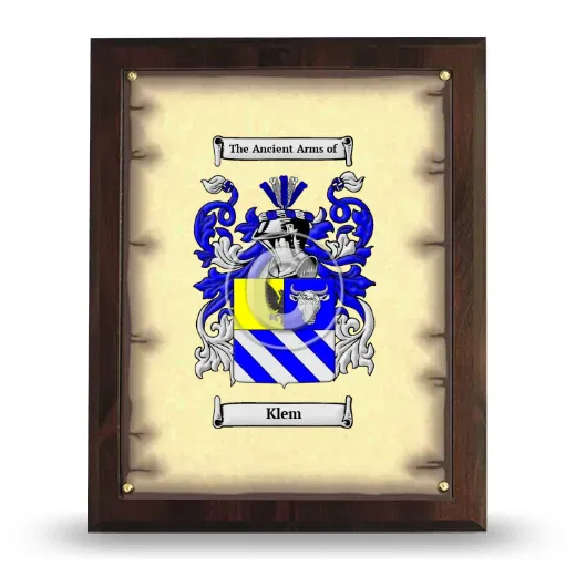 Klem Coat of Arms Plaque