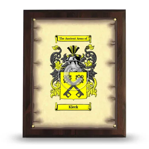 Klerk Coat of Arms Plaque