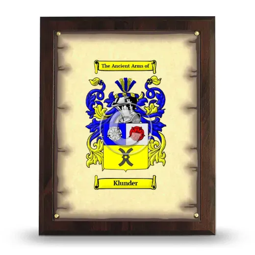 Klunder Coat of Arms Plaque