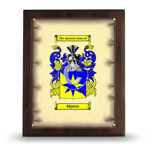 Myette Coat of Arms Plaque
