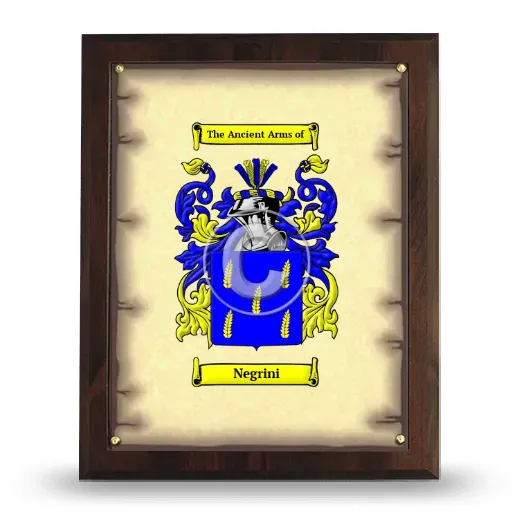 Negrini Coat of Arms Plaque