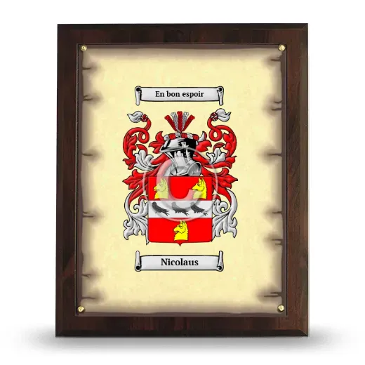 Nicolaus Coat of Arms Plaque
