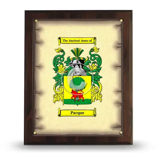 Pacque Coat of Arms Plaque