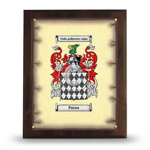 Paten Coat of Arms Plaque