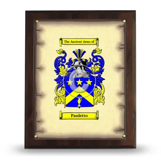 Pauletto Coat of Arms Plaque
