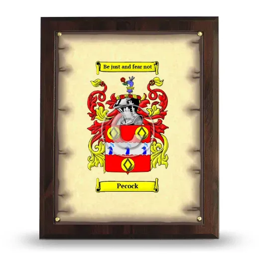Pecock Coat of Arms Plaque