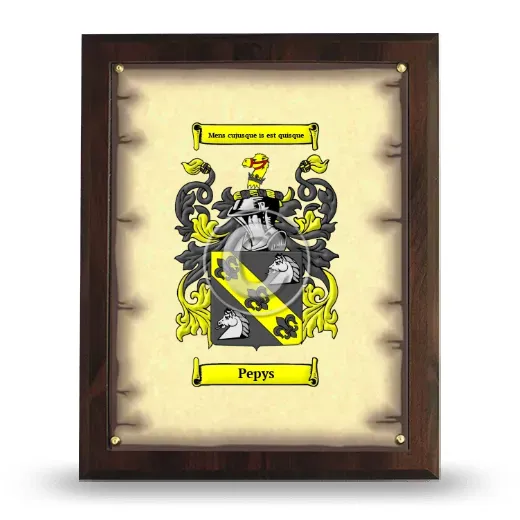 Pepys Coat of Arms Plaque