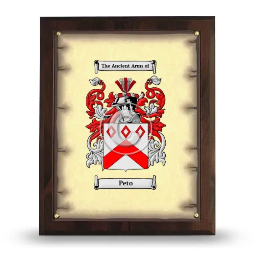 Peto Coat of Arms Plaque