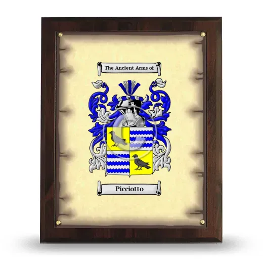 Picciotto Coat of Arms Plaque