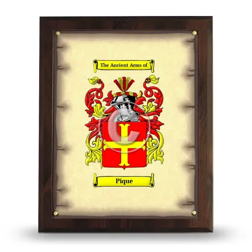 Pique Coat of Arms Plaque