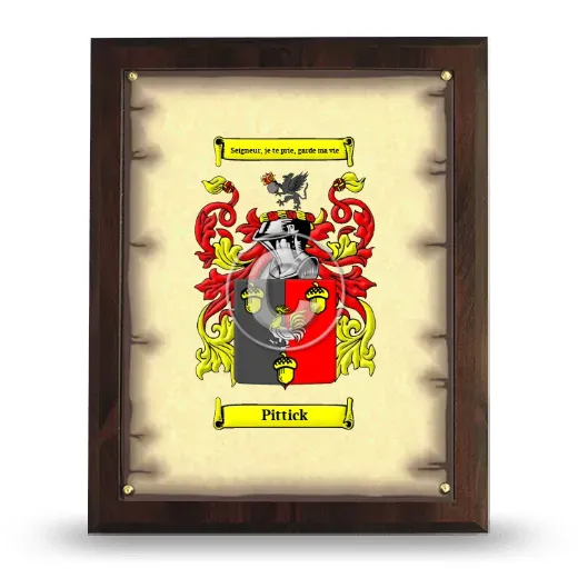 Pittick Coat of Arms Plaque