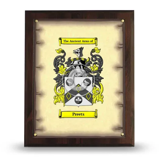 Preets Coat of Arms Plaque