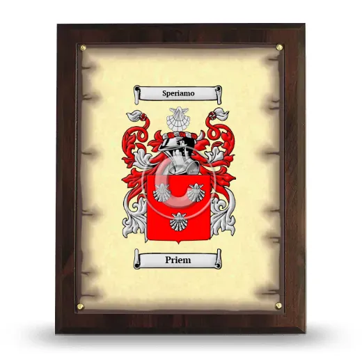 Priem Coat of Arms Plaque