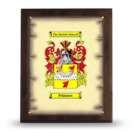 Primmer Coat of Arms Plaque