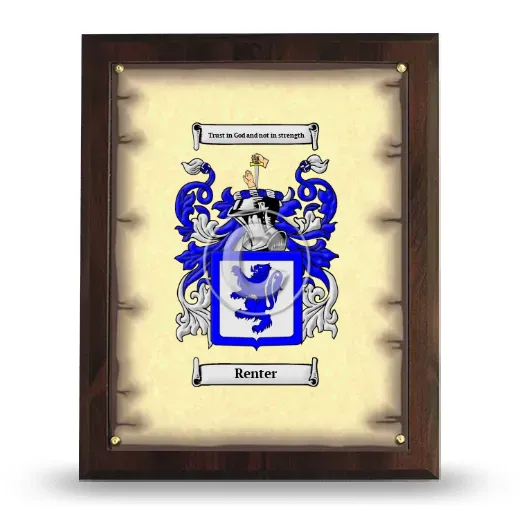 Renter Coat of Arms Plaque