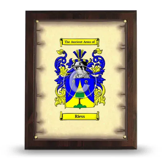 Riess Coat of Arms Plaque