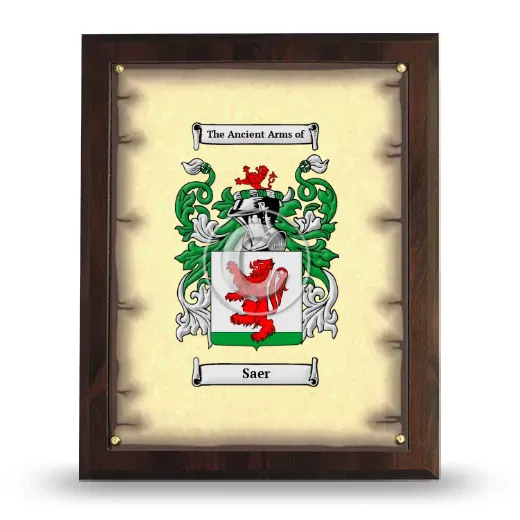 Saer Coat of Arms Plaque