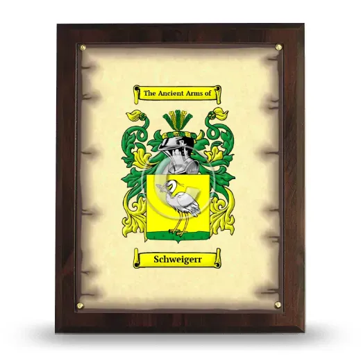 Schweigerr Coat of Arms Plaque