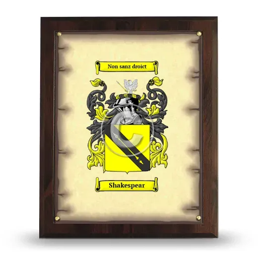Shakespear Coat of Arms Plaque