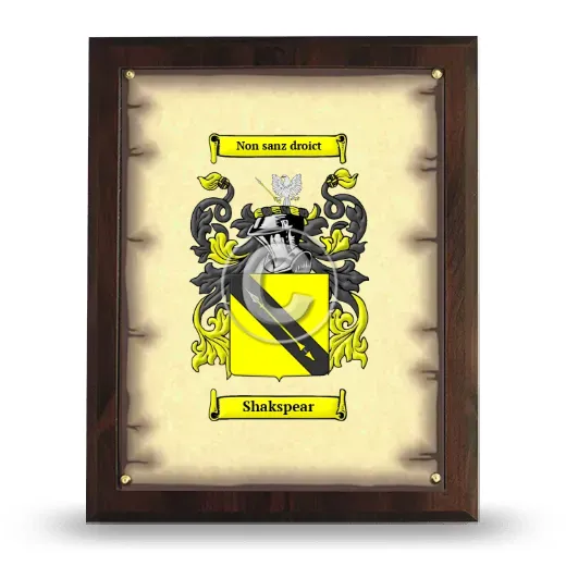 Shakspear Coat of Arms Plaque