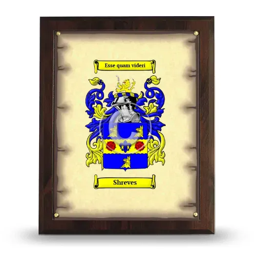 Shreves Coat of Arms Plaque