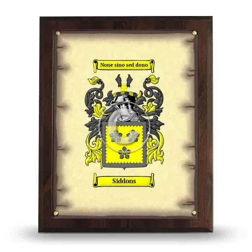 Siddons Coat of Arms Plaque