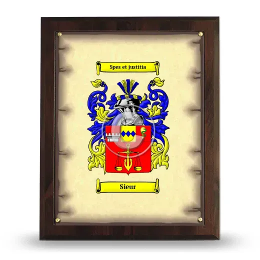 Sieur Coat of Arms Plaque