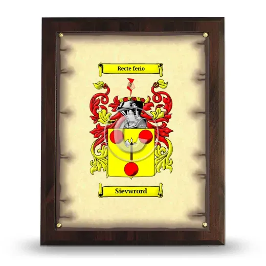 Sievwrord Coat of Arms Plaque