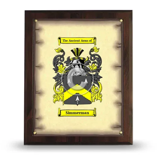 Simmerman Coat of Arms Plaque