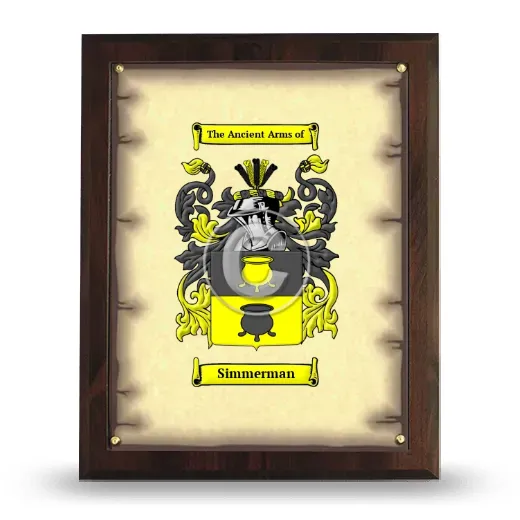 Simmerman Coat of Arms Plaque